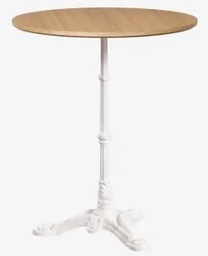 Mesa De Bar Redonda Em Mdf Azteca Ø60 Cm & Castanho Madeira Natural – Branco Glacial - Sklum