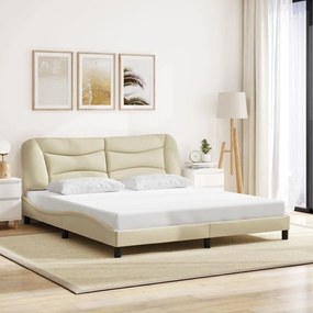 Estrutura de cama sem colchão 180x200 cm tecido cor creme