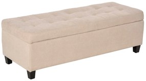 HOMCOM Banco Armazenamento Acolchoado Estofado Linho Tampa Abertura 125x49x415 cm Design Moderno Elegante Bege | Aosom Portugal