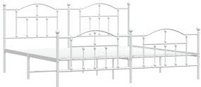 Estrutura de cama com cabeceira e pés 200x200 cm metal branco