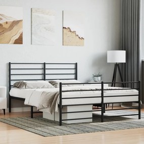 Estrutura de cama sem colchão com pés 160x200 cm preto