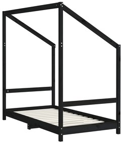 Estrutura de cama infantil 80x160 cm pinho maciço preto