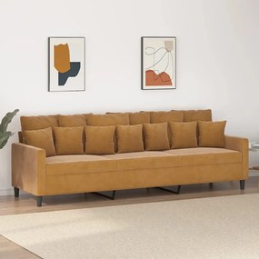 vidaXL Sofá de 3 lugares 210 cm veludo castanho