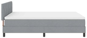 Cama Box Spring com Colchão &amp; LED Cinza Claro 140x200 cm Tecido