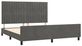 Estrutura de cama c/ cabeceira 180x200cm veludo cinzento-escuro