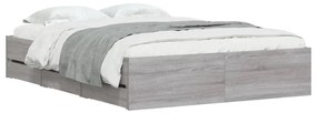 Estrutura de cama c/ gavetas derivados madeira cinza sonoma