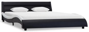 Estrutura cama c/ LEDs 180x200cm couro artificial preto/branco