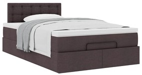 Cama otomana com colchão 120x200 cm tecido castanho escuro