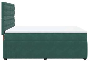 Cama com molas/colchão 160x200 cm veludo verde-escuro