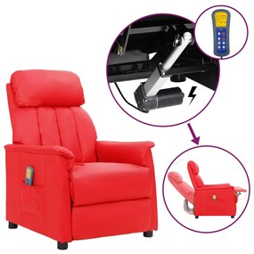 vidaXL Poltrona de massagens elevatória couro artificial vermelho