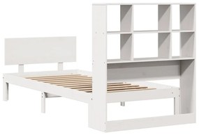 Cama com estante sem colchão 90x200 cm pinho maciço branco