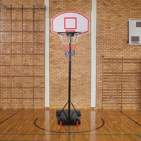 Cesto de basquetebol com suporte de segurança com altura de rodas ajustável de 165 a 215cm