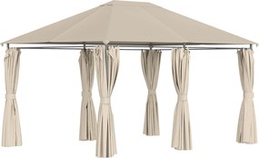 Outsunny Pégola de Jardim Pérgola de Exterior com Paredes Laterais Amovíveis e Estrutura de Aço 398x300x272 cm Cáqui | Aosom Portugal