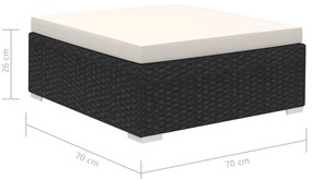 8 pcs conjunto lounge de jardim c/ almofadões vime PE preto