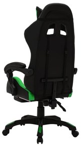 Cadeira estilo corrida luzes LED RGB couro artif. verde/preto