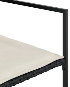 17 pcs conjunto de jantar p/ jardim c/ almofadões vime PE preto