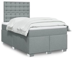 Cama boxspring com colchão 120x190 cm tecido cinzento-claro