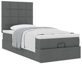 Estrutura cama otomana colchão 90x190 cm tecido cinzento escuro