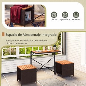 Banco Convertível de Exterior 2 em 1, 168 x 46 x 81 cm, Dobrável, Castanho