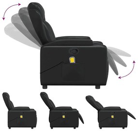 Poltrona de massagens reclinável couro artificial preto