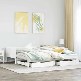 vidaXL Sofá-cama com gavetão e gavetas sem colchão 90x190 cm branco