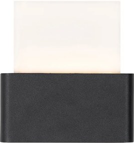 Candeeiro de parede exterior preto com LED e números de casa IP54 - Kandi