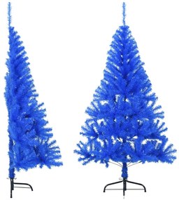 Meia árvore de Natal artificial com suporte 120 cm PVC azul