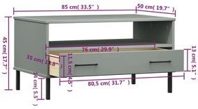 Mesa de Centro Lucacho em Madeira de Pinho - Cinzento - Design Retro