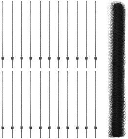 Postes de Cerca vidaXL 22 pcs Canal U Cinza 160 cm Aço