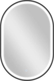 HOMCOM Espelho de Casa de Banho com Luz 60x90 cm Espelho de Parede Oval 3 Cores de Luz Brilho Regulável Função Antiembaçiamento Memória Preto | Aosom Portugal