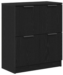 Buffets 2 pcs Madeira de Carvalho Preto 60x30x70 cm Madeira Engenharia