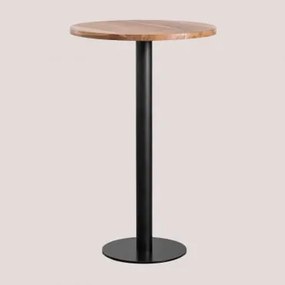 Mesa Alta De Bar Redonda Em Madeira De Acácia Macchiato Ø70 Cm & Preto - Sklum