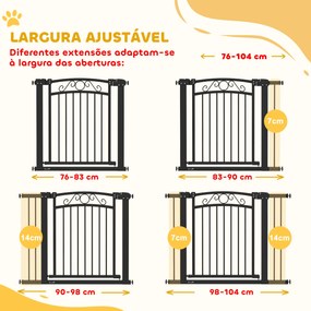 Barreira de Segurança para Cães Extensível 76-102 cm Barreira para Animais de Estimação com 2 Extensões Preto
