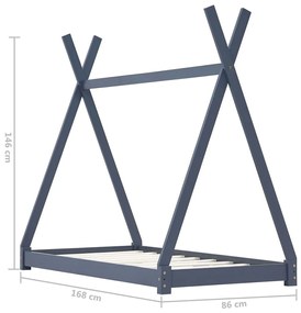 Estrutura de cama para crianças 80x160 cm pinho maciço cinza