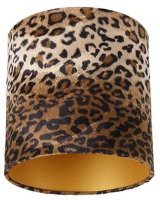 Abajur de veludo estampado de leopardo 25/25/25 interior dourado Clássico / Antigo