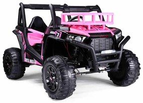 Jipe elétrico para crianças Tipo UTV 24V 2 Lugares em imitação de pele, comando à distância 2,4 GHz, 2 motores de 200 W, bateria de lítio, travão elét