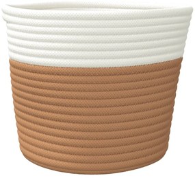 Cestos de arrumação 2 pcs Ø24x18 cm algodão castanho e branco