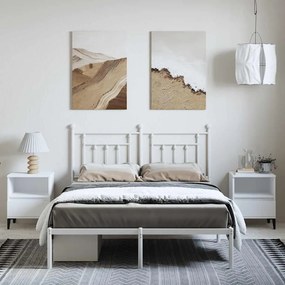 Estrutura de cama com cabeceira 150x200 cm metal branco