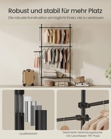 Guarda Roupa aberto até ao teto 33,5 x (84-123) x (208-310) cm com prateleira em preto mate