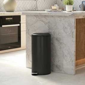 Caixote do Lixo de Cozinha com Pedal, 36 x 30 x 63,5 cm, Tampa com Fecho Suave, Preto