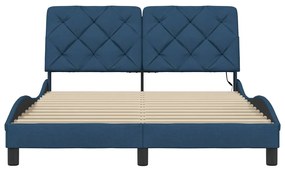 Estrutura de cama com LED sem colchão 140x190 cm tecido azul