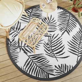 Tapete de exterior Ø160 cm ARAKIL PP branco e preto