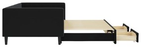 Sofá-cama com gavetão e gavetas 100x200 cm veludo preto