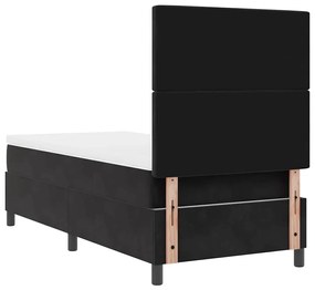 Cama Box Spring com Colchão e LED Preta 90x190 cm Veludo