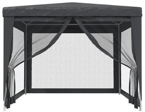 Tenda festas c/ 4 paredes laterais em rede 3x4 m PEAD antracite