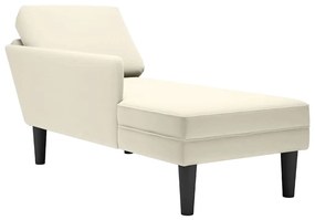 Chaise lounge c/ almofada/apoio de braços direito veludo creme