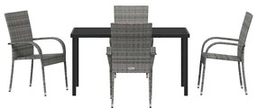 Conjunto de Jantar para Jardim 5 pcs Cinzento 4 Lugares