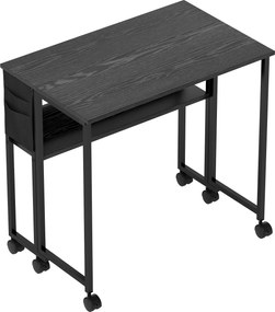 HOMCOM Secretária Dobrável com Rodas Prateleira e Bolso de Armazenamento Ideal para Espaços Pequenos 80x50x75 cm Preto | Aosom Portugal