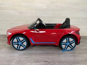 Carro elétrico para crianças BMW I4 12V 2.4G, rodas de borracha, Assento acolchoado Vermelho Metalizado