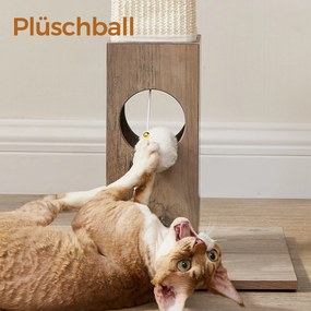 Arranhador para gatos em corda de sisal natural com bola de pelúcia 38 x 38 x 73 cm greige